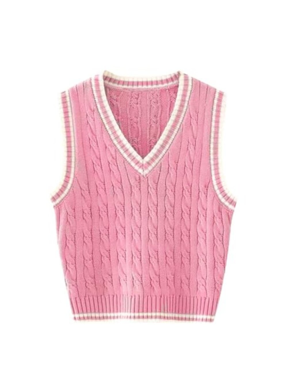 Women's V-Neck Sleeveless Knit Sweater Vest Casual Pullover